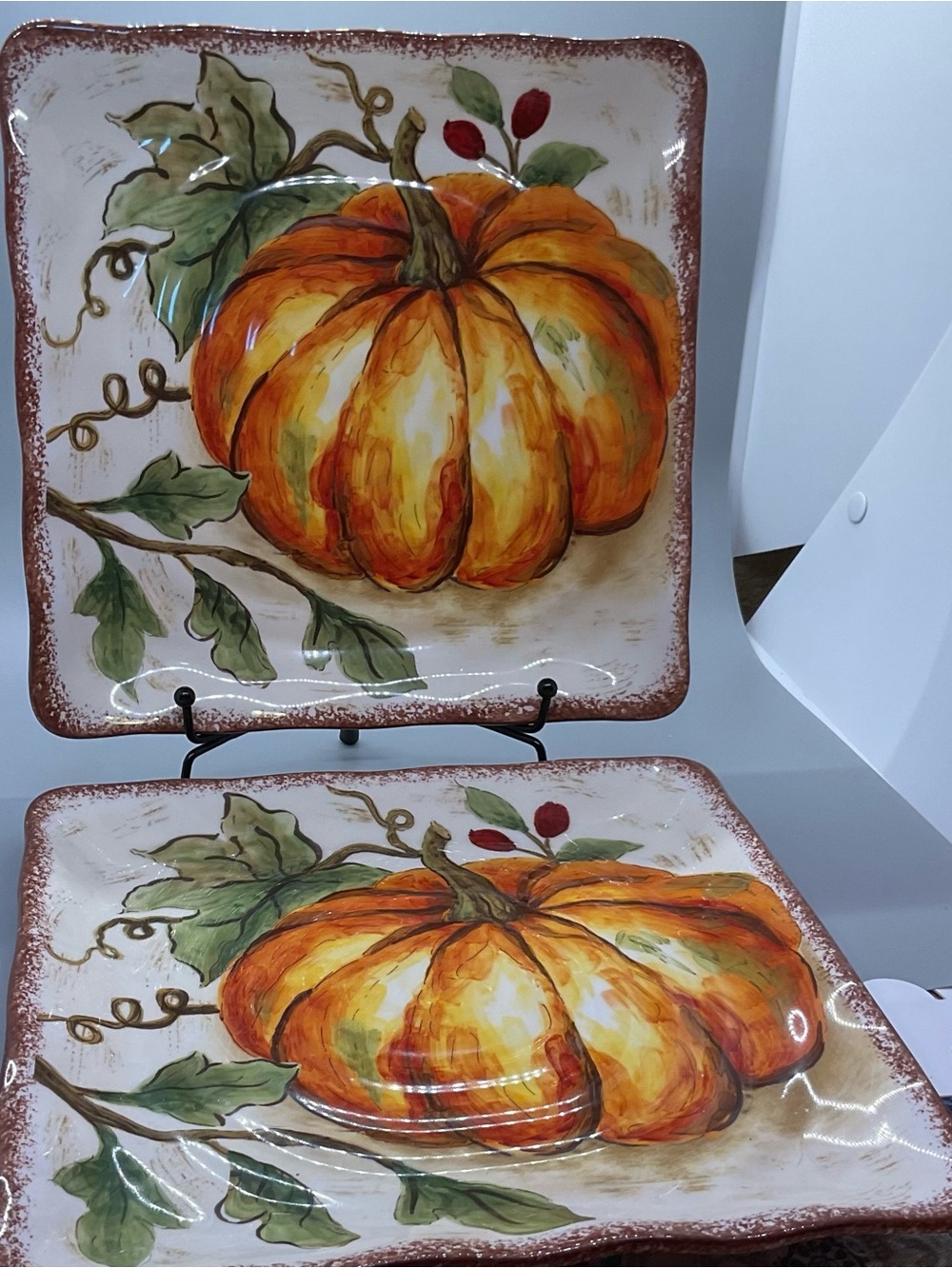 Autumn Pumpkin Plate Set of Two 8.5” NWOT